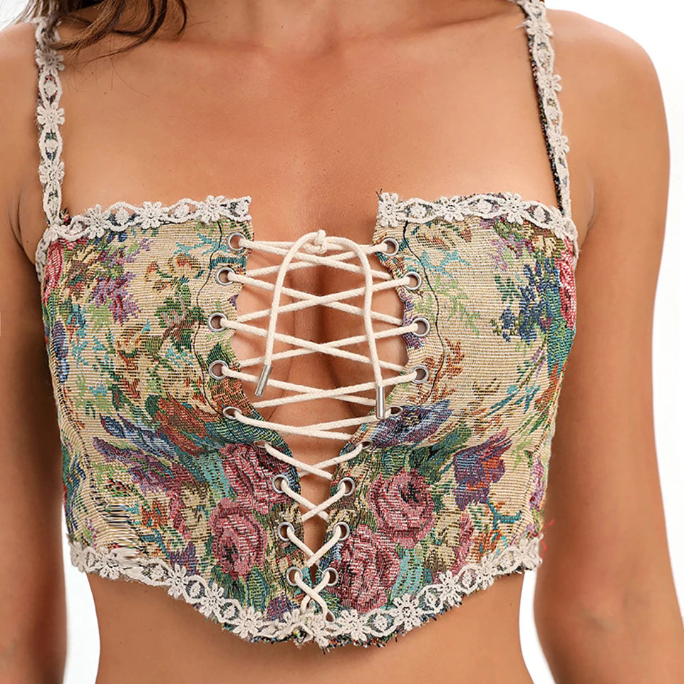 トップス Flower Pattern Motif Bustier Zara Floral Corset Bustier Structured Top Size XSmall New