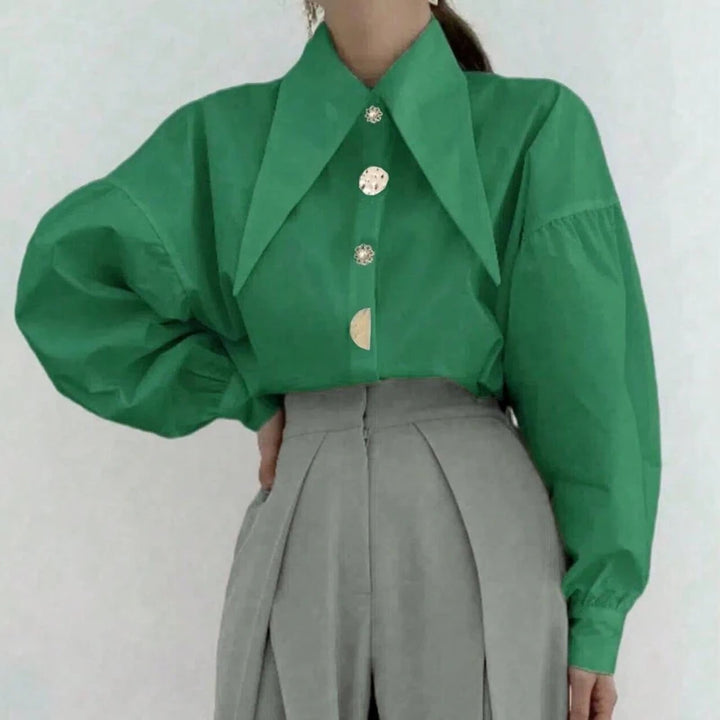 Loose-Fitting Steampunk Shirt With Pointed Collar