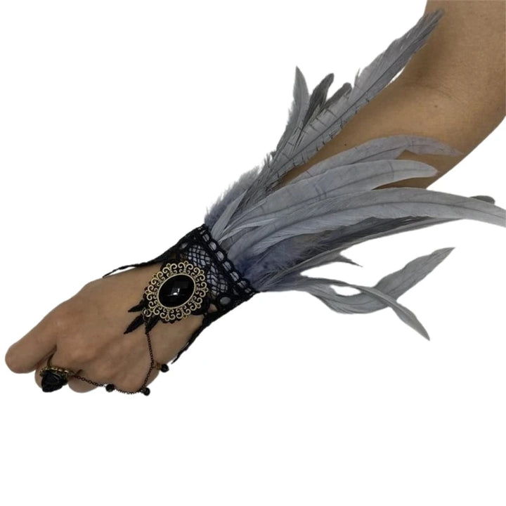 Steampunk Gloves with Feathers