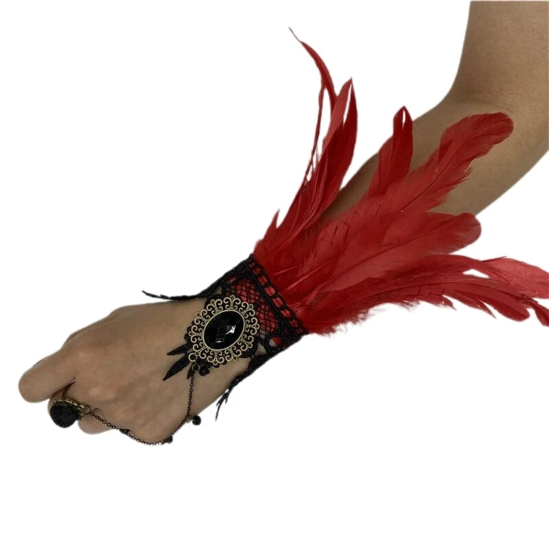 Steampunk Gloves with Feathers