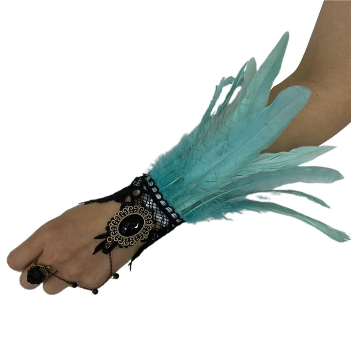 Steampunk Gloves with Feathers