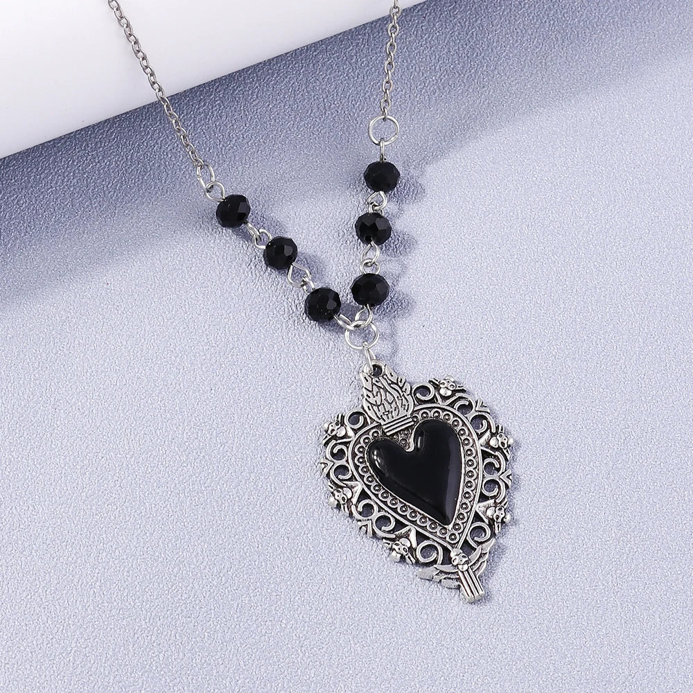 Steampunk Pearl Heart Necklace