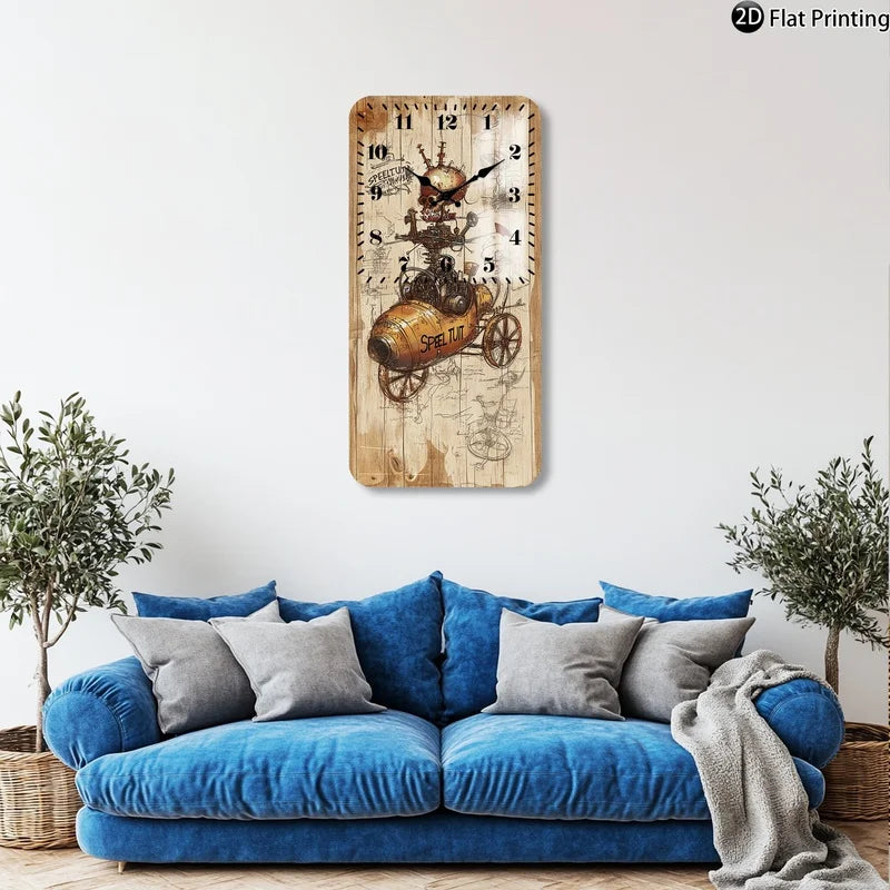 Rectangular Wooden Steampunk Clock