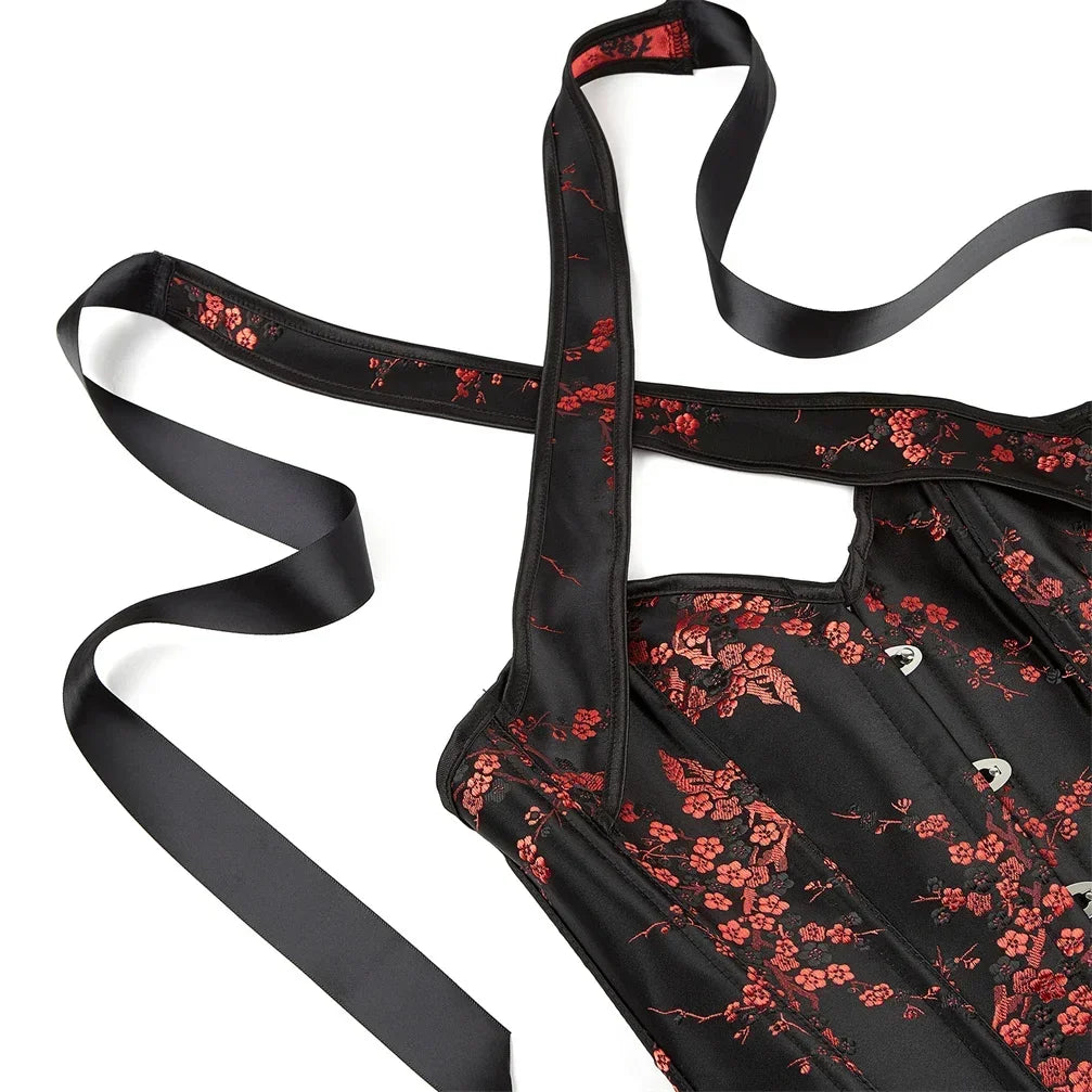 Steampunk Corset with Crossed Straps Black Design