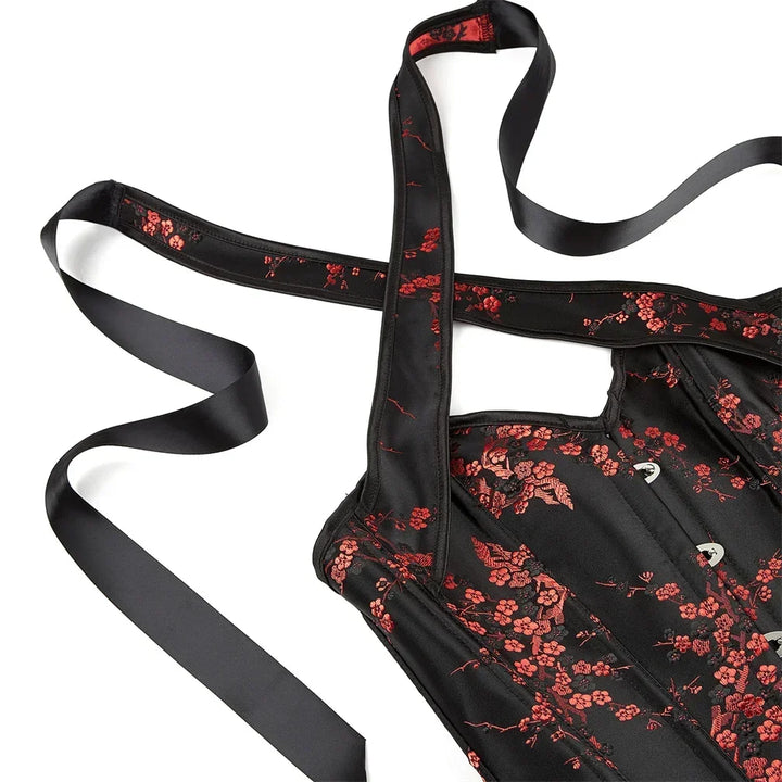Steampunk Corset with Crossed Straps Black Design
