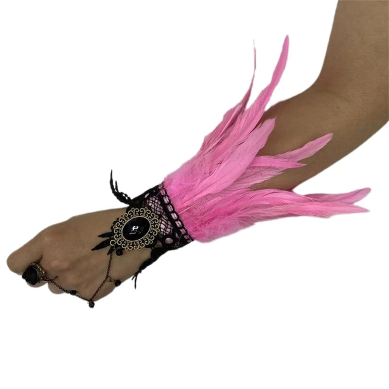 Steampunk Gloves with Feathers