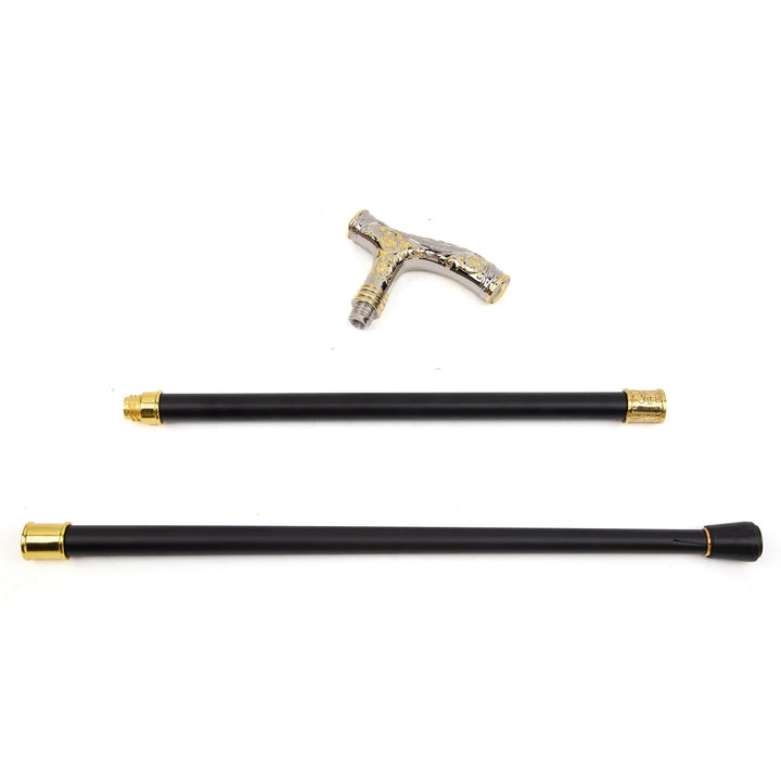 Silver And Gold Steampunk Cane With Patterns
