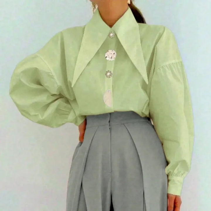 Loose-Fitting Steampunk Shirt With Pointed Collar