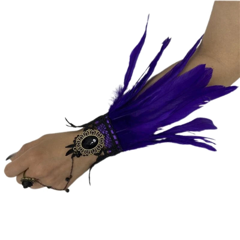 Steampunk Gloves with Feathers