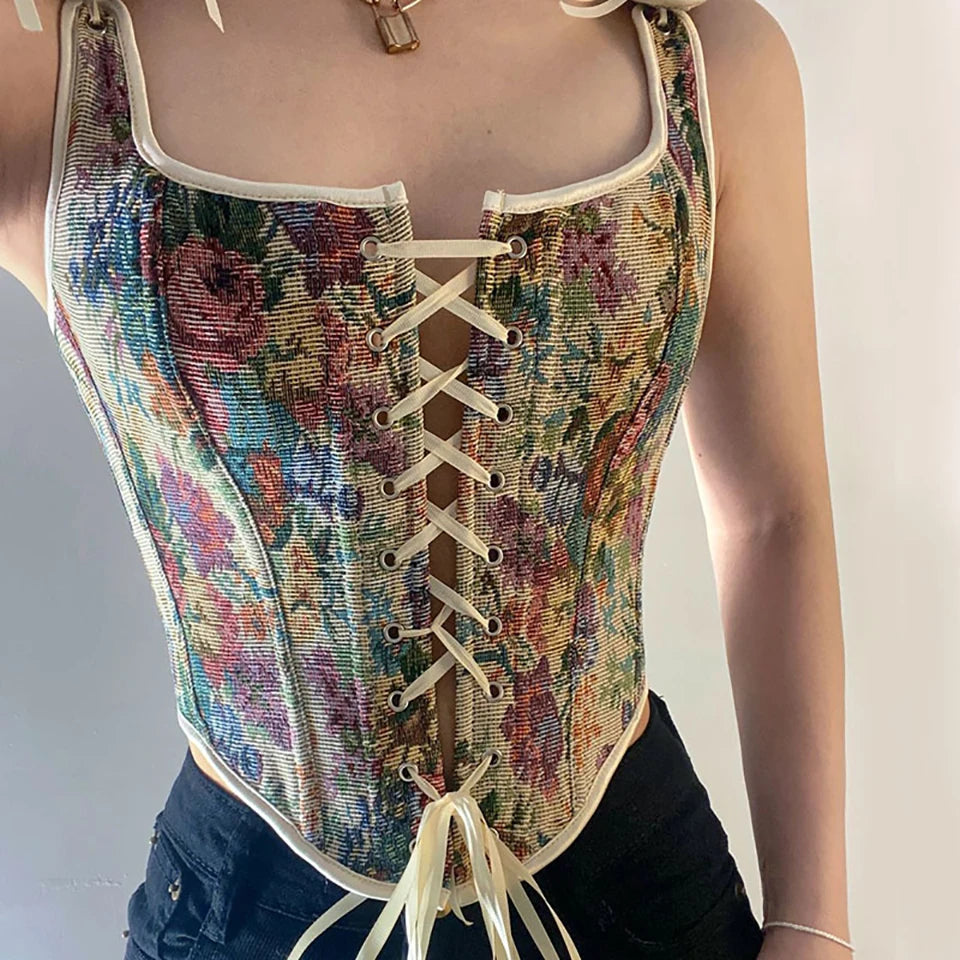 トップス Flower Pattern Motif Bustier Zara Floral Corset Bustier Structured Top Size XSmall New
