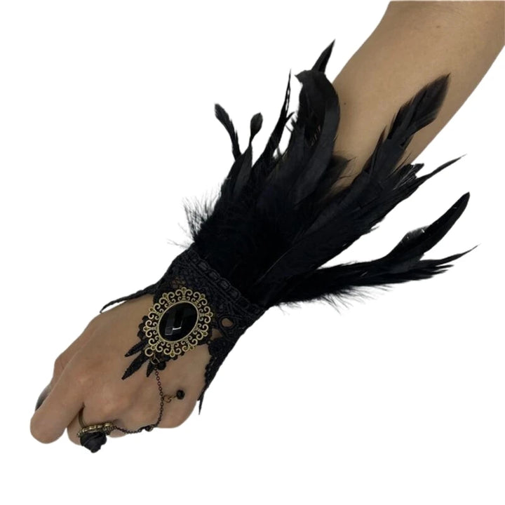 Steampunk Gloves with Feathers