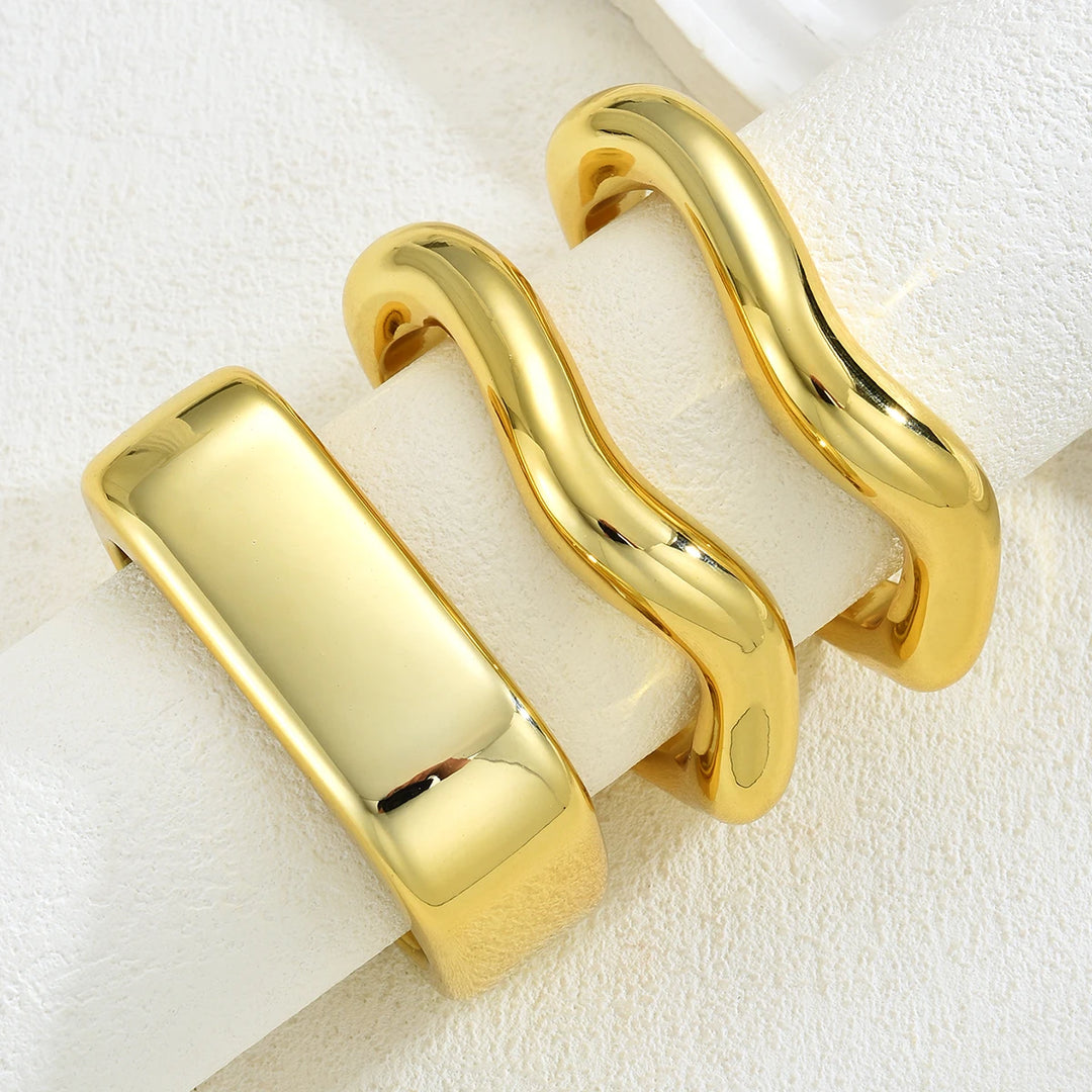 Set Of Irregular Gold Steampunk Bracelets
