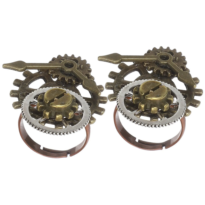 Set Of Steampunk Clock Gear Rings chic