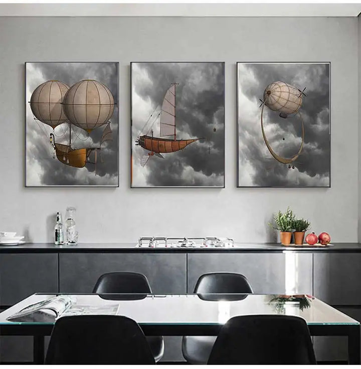 Set Of Steampunk Wall Art Posters