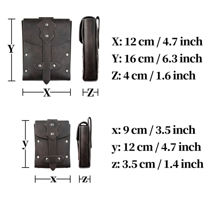 Set of Riveted Medieval Steampunk Bags detail