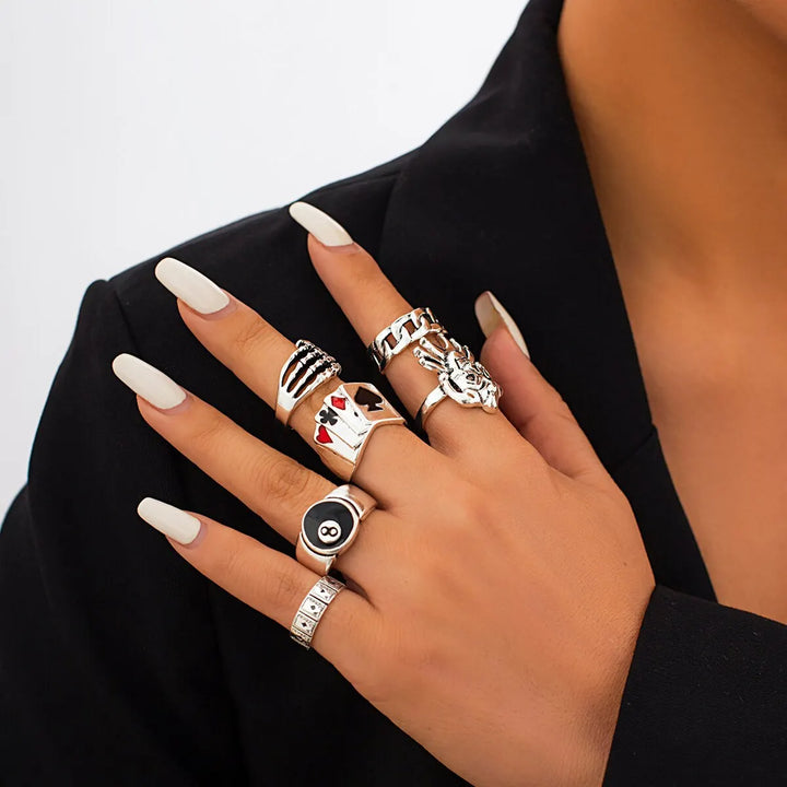 Set of Stylish Steampunk Rings unique