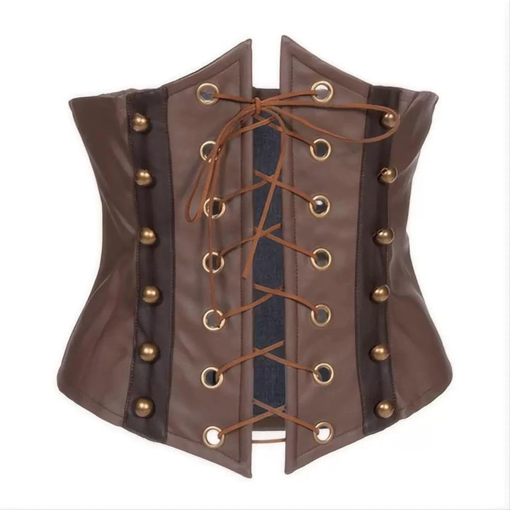 Sexy Brown Leather Lace-up Corset elegant