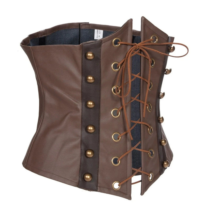 Sexy Brown Leather Lace-up Corset gothic