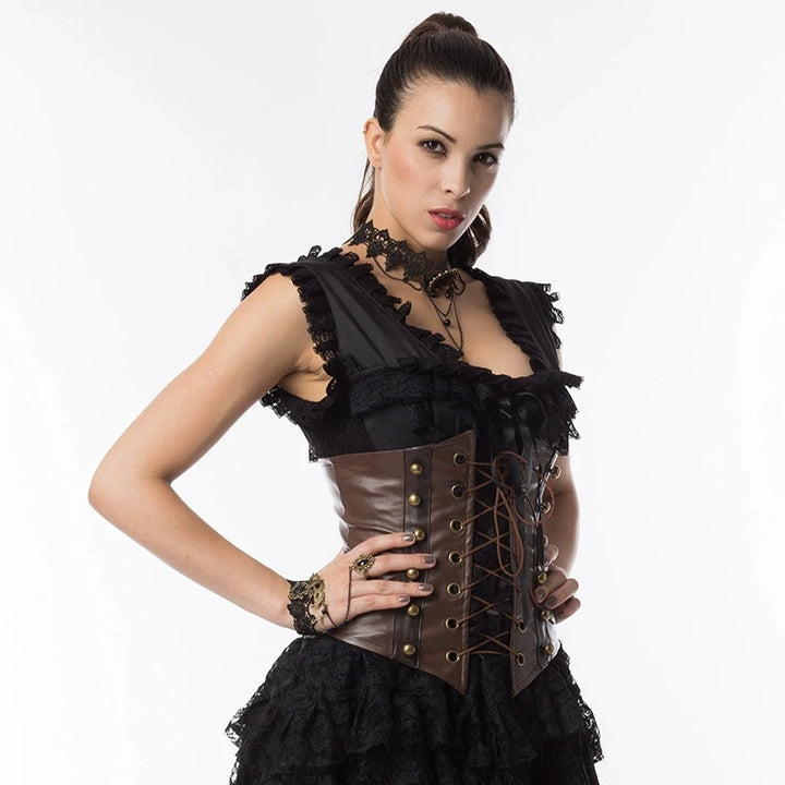 Sexy Brown Leather Lace-up Corset seductive