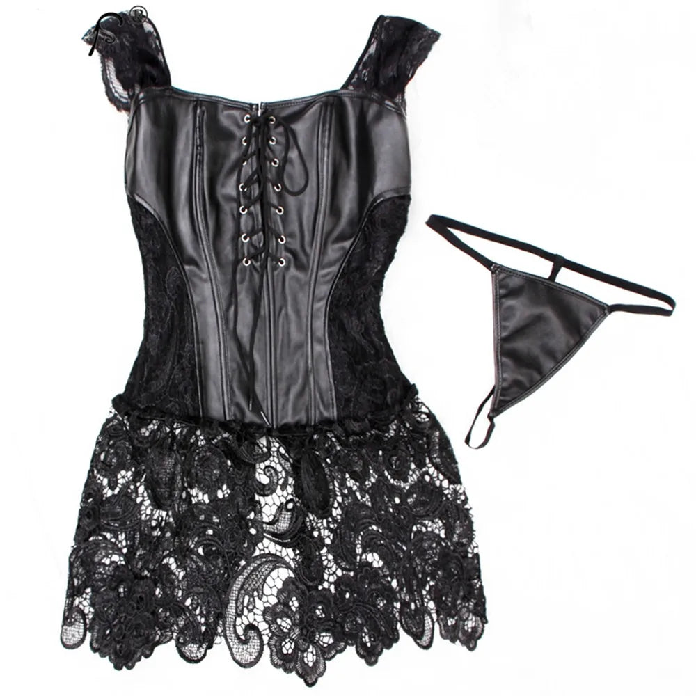 Sexy Steampunk Faux Leather Lingerie dark