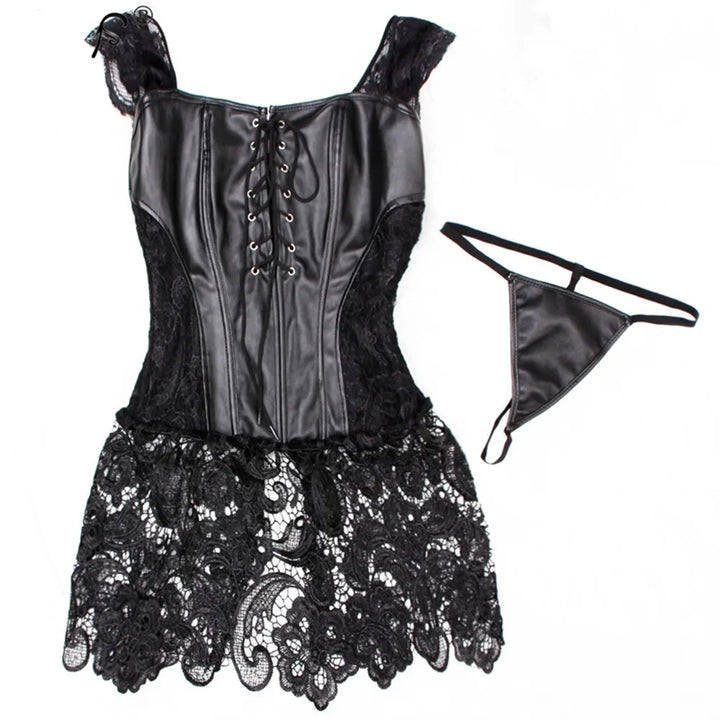 Sexy Steampunk Faux Leather Lingerie dark