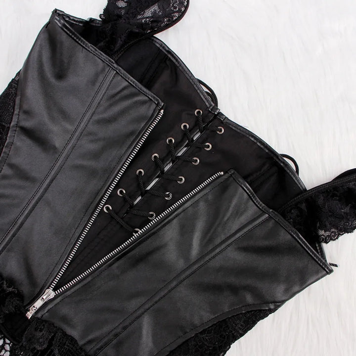 Sexy Steampunk Faux Leather Lingerie fitted