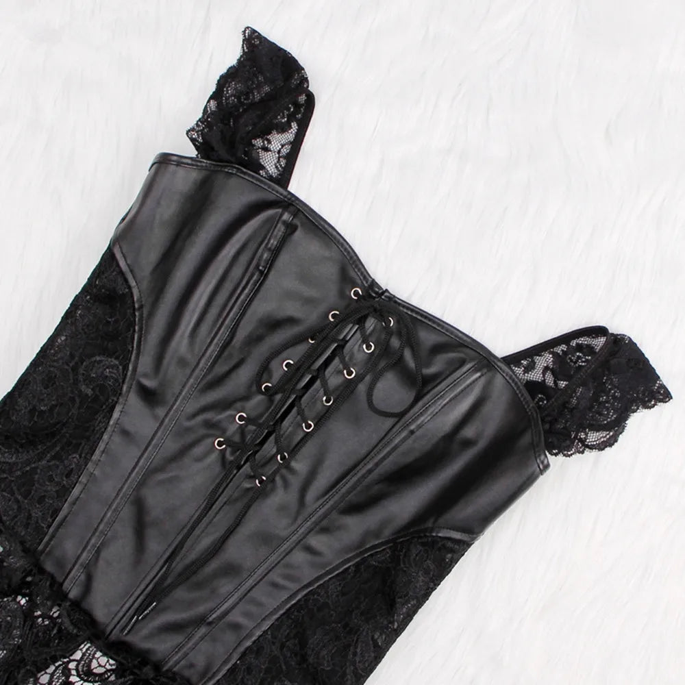 Sexy Steampunk Faux Leather Lingerie provocative