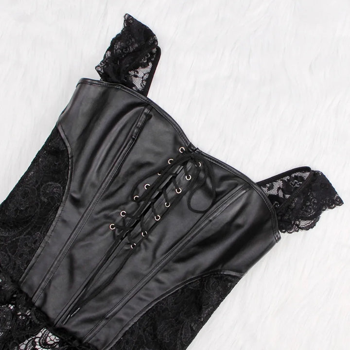 Sexy Steampunk Faux Leather Lingerie provocative