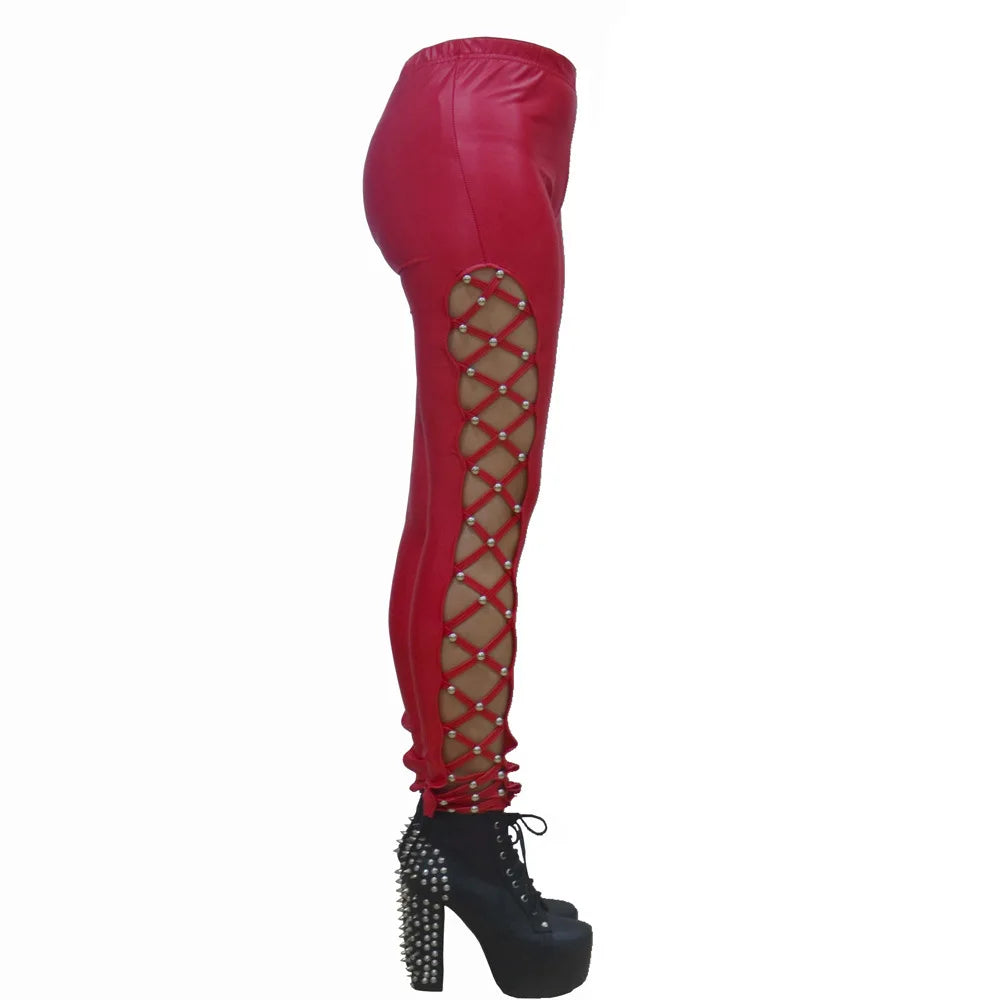 Sexy Steampunk Gothic Leggings Red
