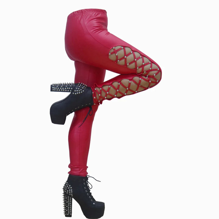Sexy Steampunk Gothic Leggings Red Design