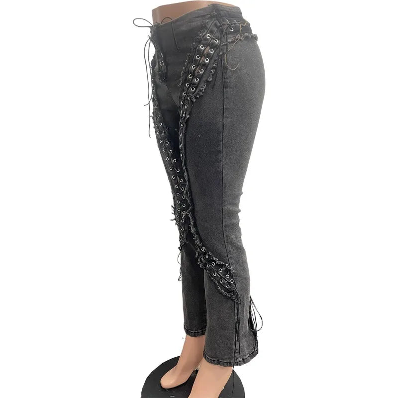 Sexy Steampunk Lace-Up Jeans bold