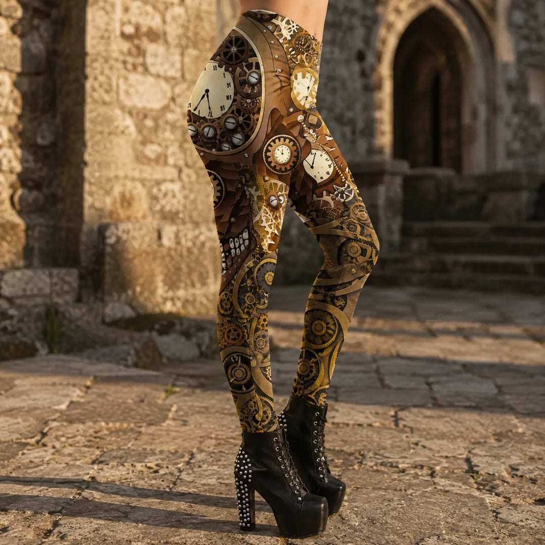 Sexy Steampunk Leggings With Watch Pattern
