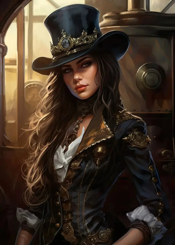 Sexy Woman Steampunk Wall Art Poster elegant