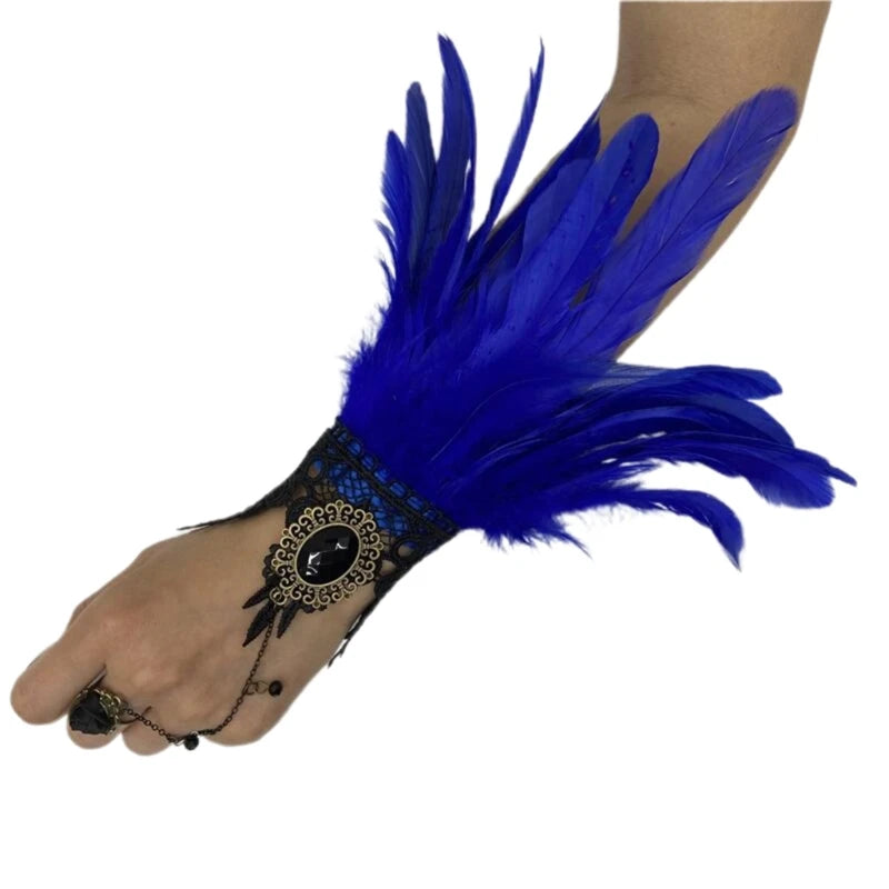 Steampunk Gloves with Feathers