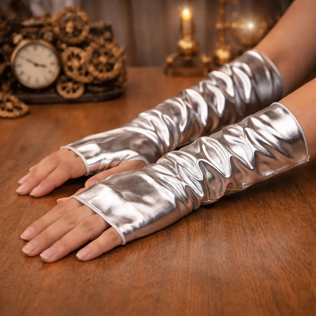 Shiny Steampunk Gloves for Women