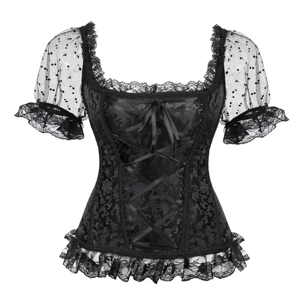 Short-Sleeved Steampunk Lolita Shirt Black