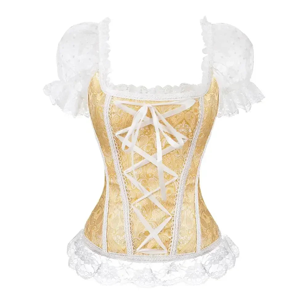 Short-Sleeved Steampunk Lolita Shirt  Gold