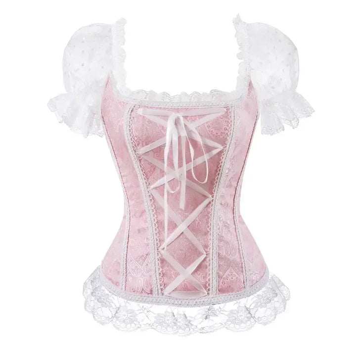 Short-Sleeved Steampunk Lolita Shirt  Pink