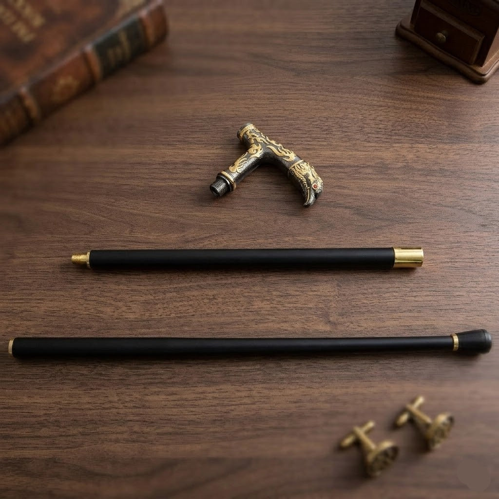 Silver And Gold Steampunk Eagle Cane