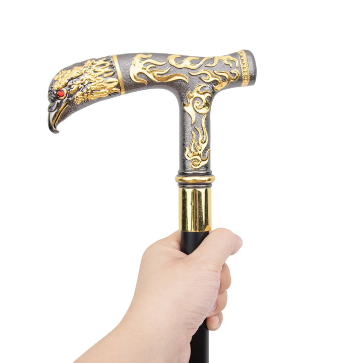 Silver And Gold Steampunk Eagle Cane durable