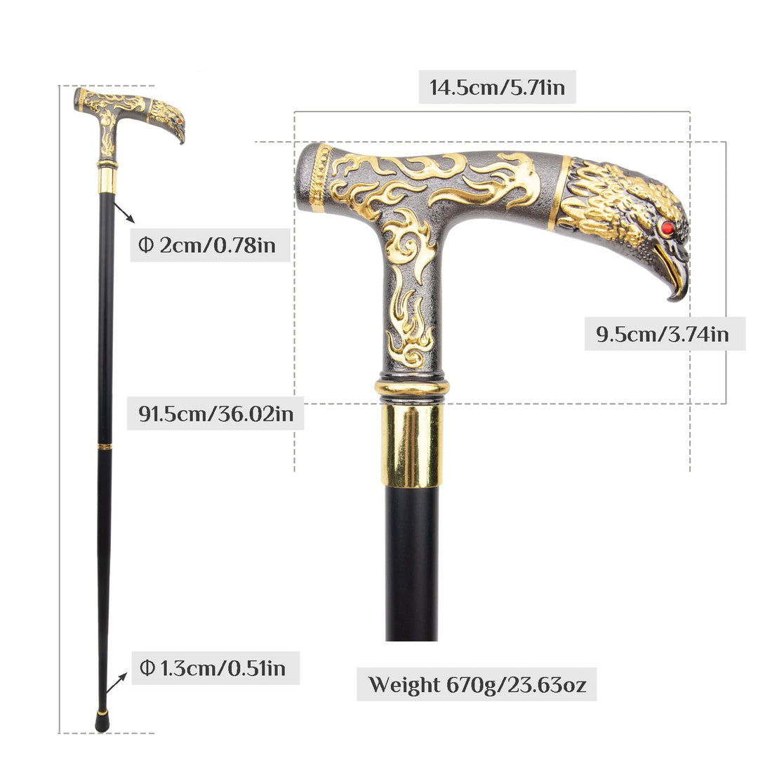 Silver And Gold Steampunk Eagle Cane fashion