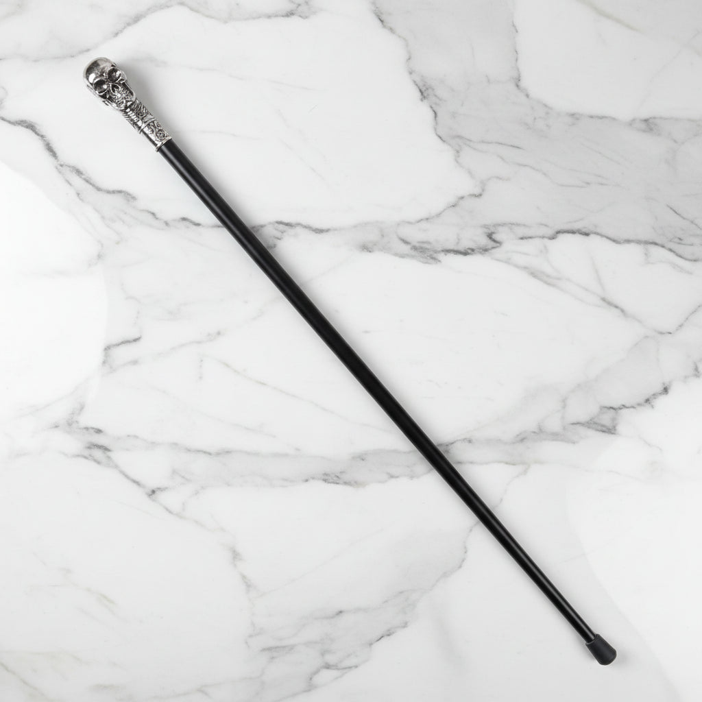 Silver Skull-Headed Steampunk Cane