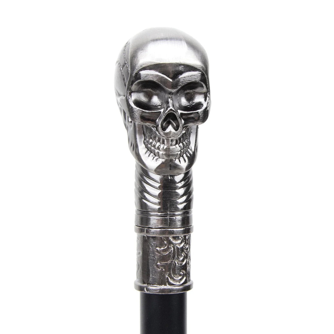 Silver Skull-Headed Steampunk Cane fashion