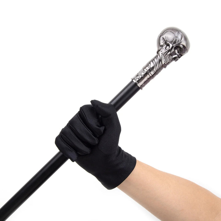 Silver Skull-Headed Steampunk Cane tendance