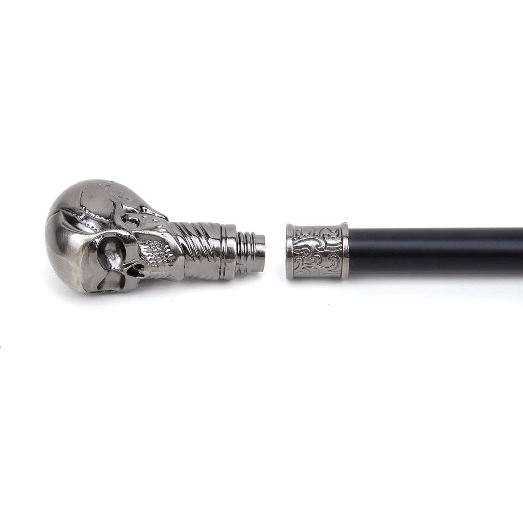 Silver Skull-Headed Steampunk Cane unique