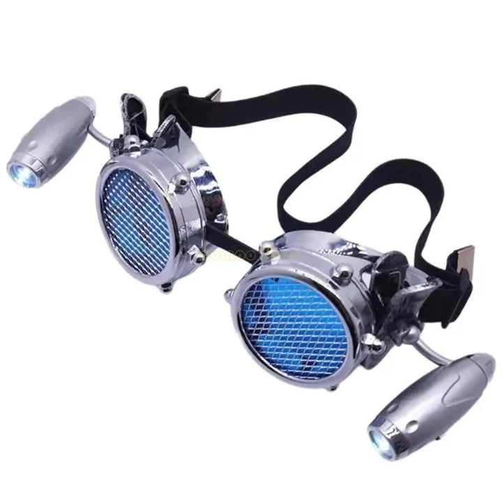 Silver Steampunk Goggles with Lights Design