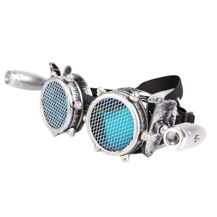 Silver Steampunk Goggles with Lights Silver