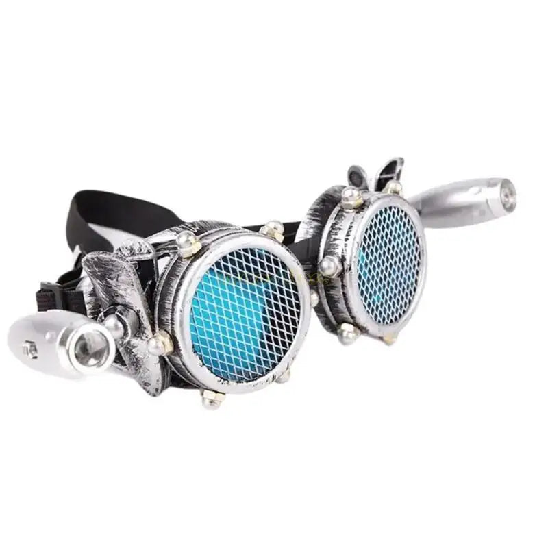 Silver Steampunk Goggles with Lights Stylish