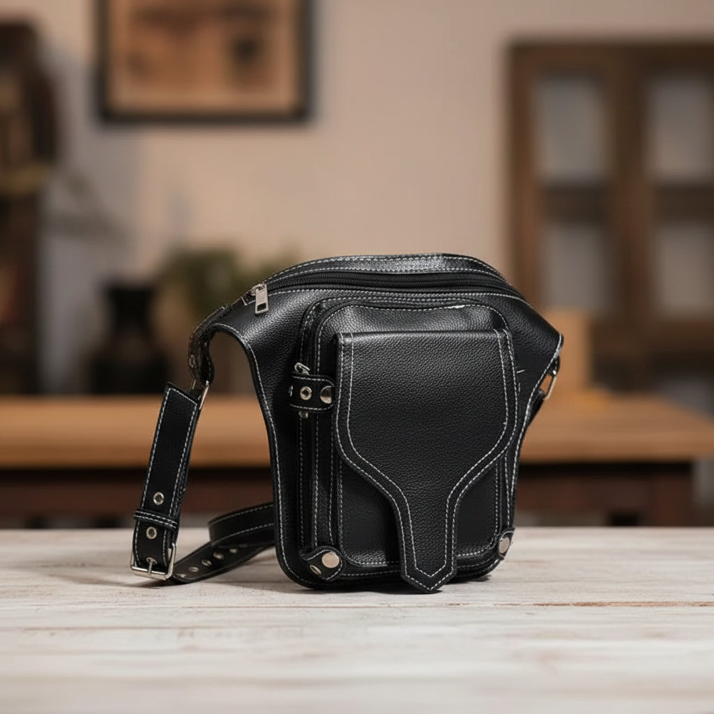 Simple Black Steampunk Waist Bag