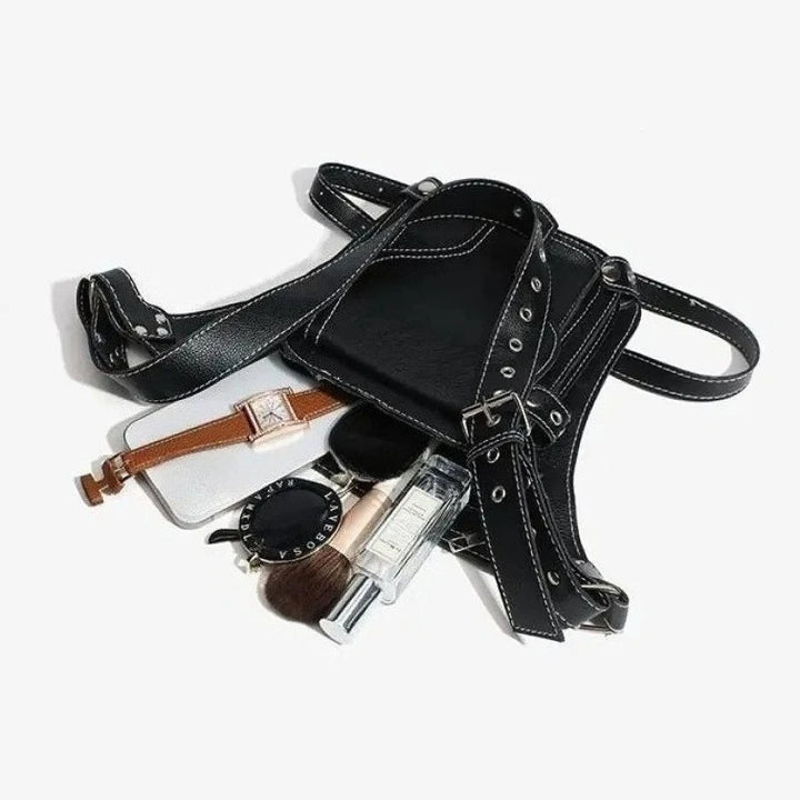 Simple Black Steampunk Waist Bag elegant
